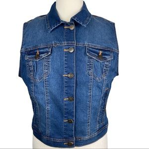 MOTOJEANS Sleeveless Button Down Jean Jacket Size XL